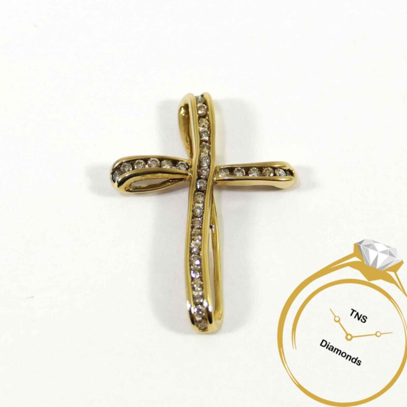 10k Yellow Gold Diamond Cross Pendant