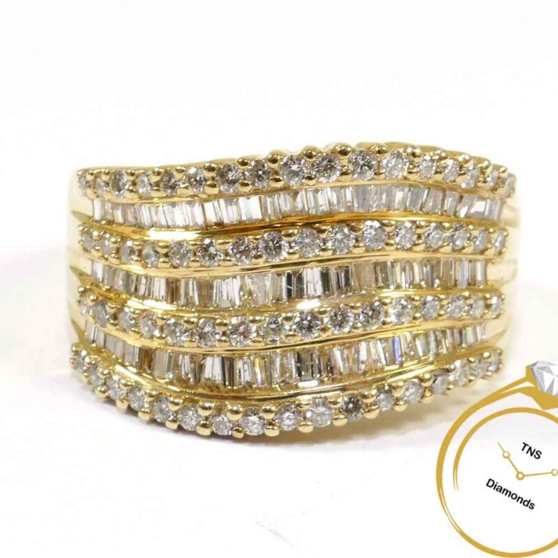 14k Yellow Gold Diamond Fan Ring - Size 7-7.25