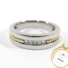 JLJ Caviar Diamond 14k White Gold & 14k Yellow Gold Band Ring