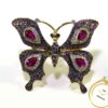 Vintage Butterfly 14k Yellow Gold Diamond and Rubellite Ring