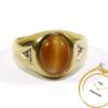 Mid Century Tiger's Eye 10k Yellow Gold Ring