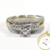 Antique Insert Princess Two Tone 14k Gold Diamond Wedding Set