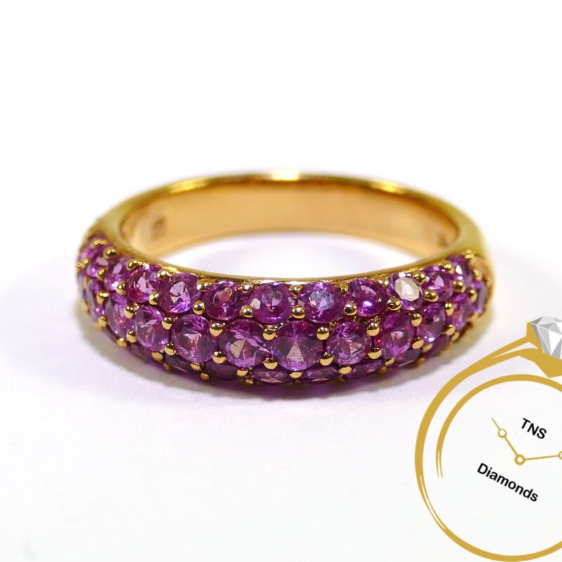 Pave Pink Sapphire 18k Yellow Gold Ring