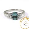 Aquamarine and Diamond 18k White Gold Ring