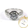 Bezel Set Diamond Semi-Mount 18k White Gold Engagement Ring