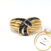 Deep Blue Sapphire Baguette 14k Yellow Gold Ring