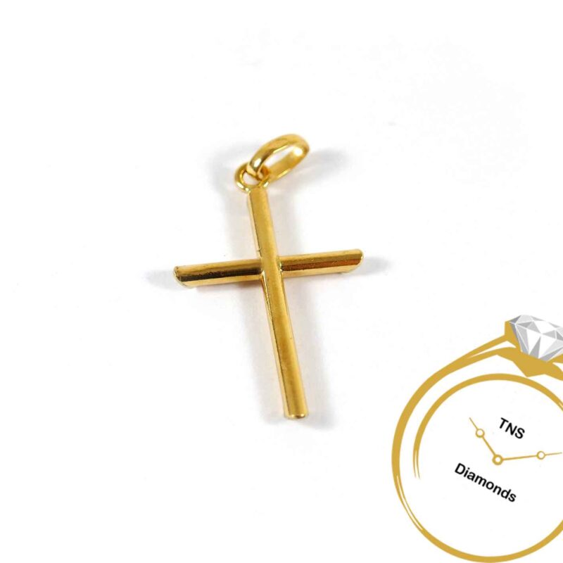 Simple Religious Cross 18k Yellow Gold Pendant Charm