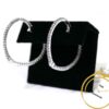 Diamond Encrusted 14k White Gold Heart Hoops