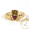Vintage Claddagh Ruby 14k Yellow Gold Ring