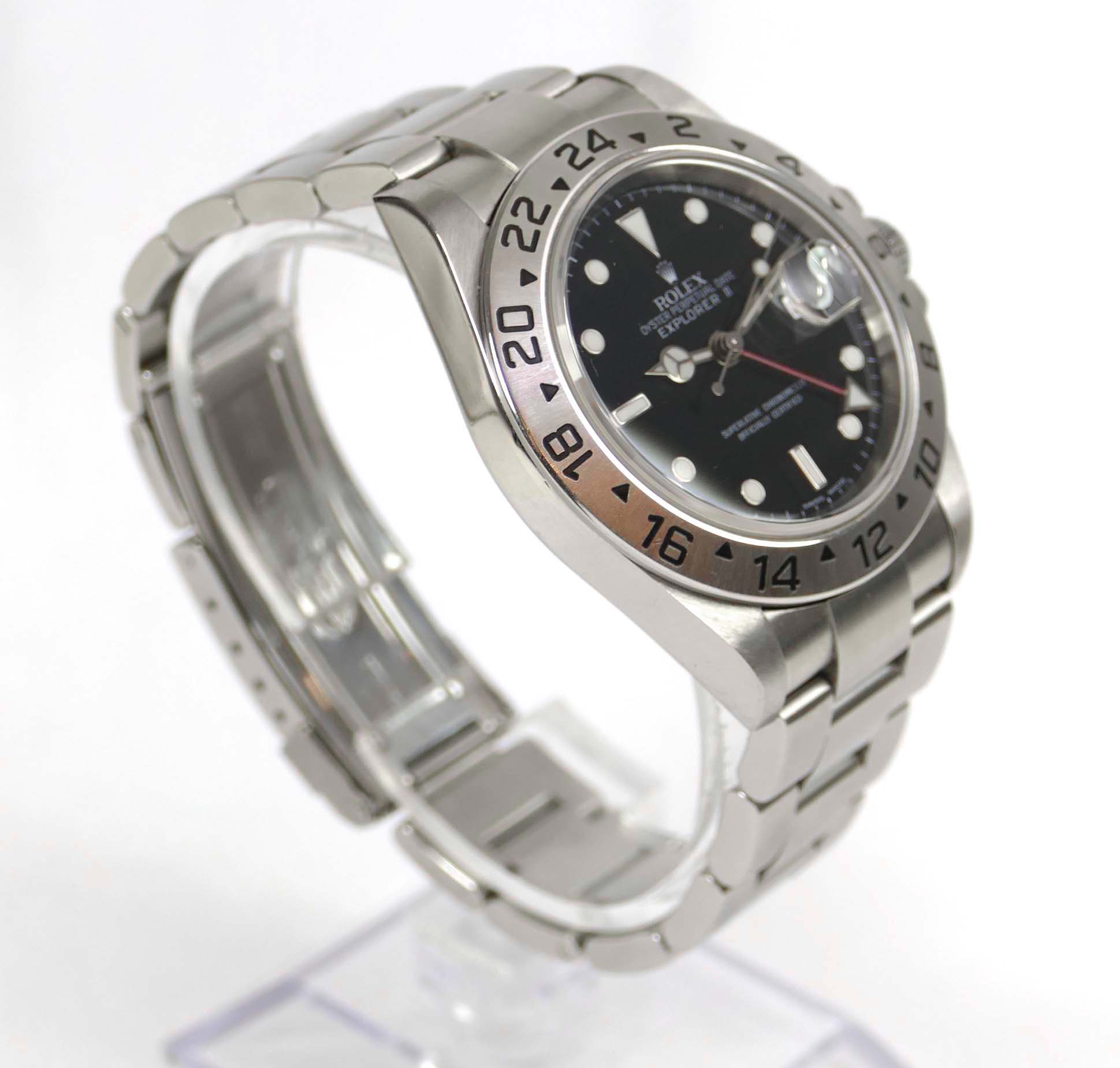 高級感 Rolex Explorer II 16570 Black Dial Z Serial No Holes SEL Box 果物