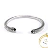 David Yurman Cable Classic Black Onyx Diamond Sterling Silver Bangle Bracelet