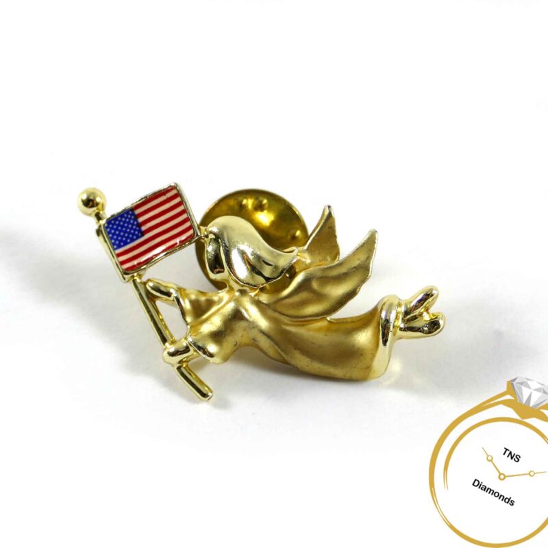 American Flag Patriotic 14k Yellow Gold Pin