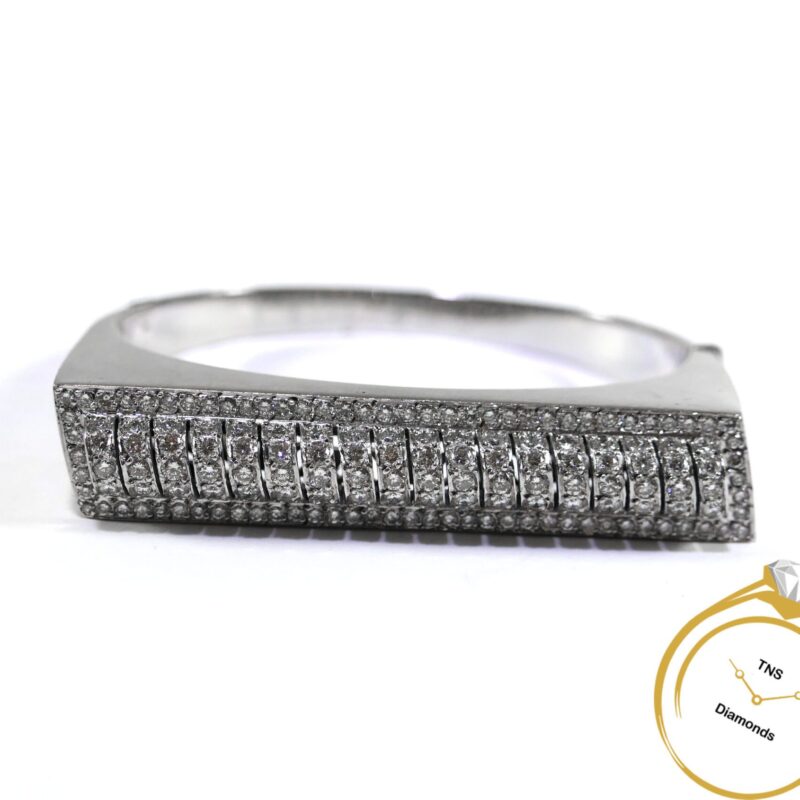 Diamond 3ct 18k White Gold Cuff Bangle Bracelet