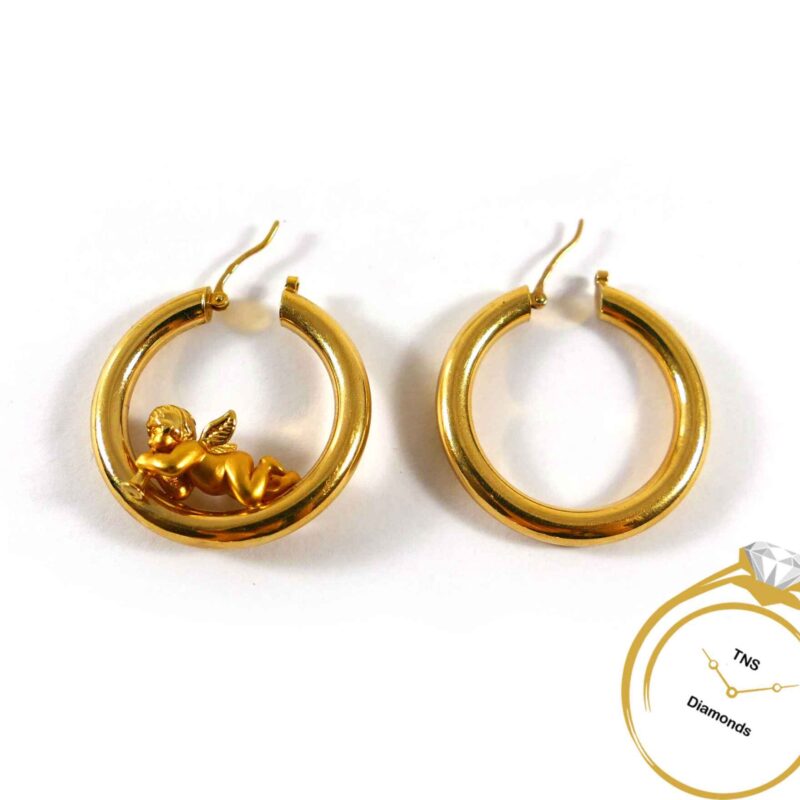 Angel 18k Yellow Gold Statement Hoops 4.8grams