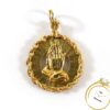 Emoji Praying Hands Coin Rope Bezel 14k Yellow Gold Pendant Necklace