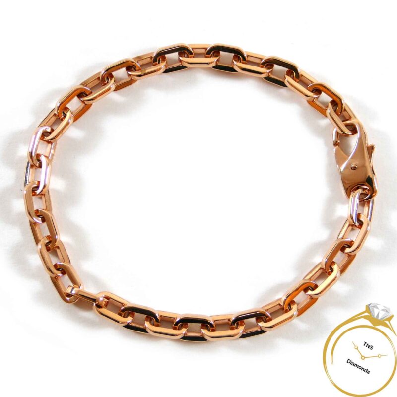Paperclip Link Chain 14k Rose Gold Bracelet - 8" 20.2 grams