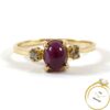 Cabochon Cut Ruby Diamond 14k Yellow Gold Women's Gemstone Ring