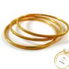 21k Yellow Gold Sparkle Textured Women's Three Bangle Set Bracelets