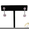 Pink Sapphire & Diamond Halo Dangle Drop 18k White Gold Earrings