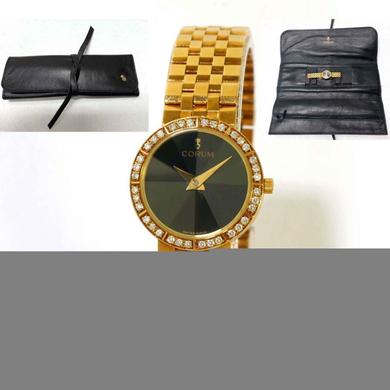 Ladies Corum Solid 18k Yellow Gold Prism Crystal Quartz 49.9g 22mm
