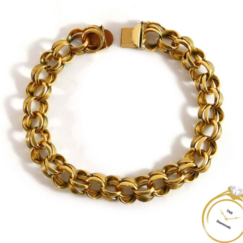 Chino Loop Link Chain 14k Yellow Gold Bracelet 9 inches
