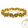 Women's Green 5ct Emerald Paisley Design 22k Yellow Gold Bangle Bracelet