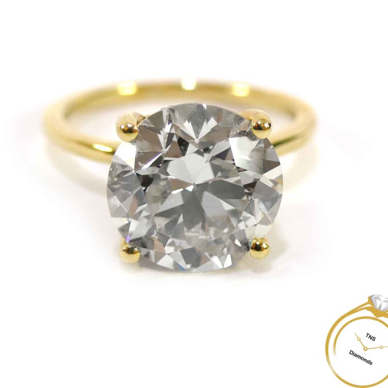 4.24ct Diamond GIA Certified Round Hidden Halo 18k Yellow Gold Engagement Ring