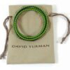 David Yurman bracelet: Green and blue Chevron triple-wrap leather bracelet on a branded pouch.