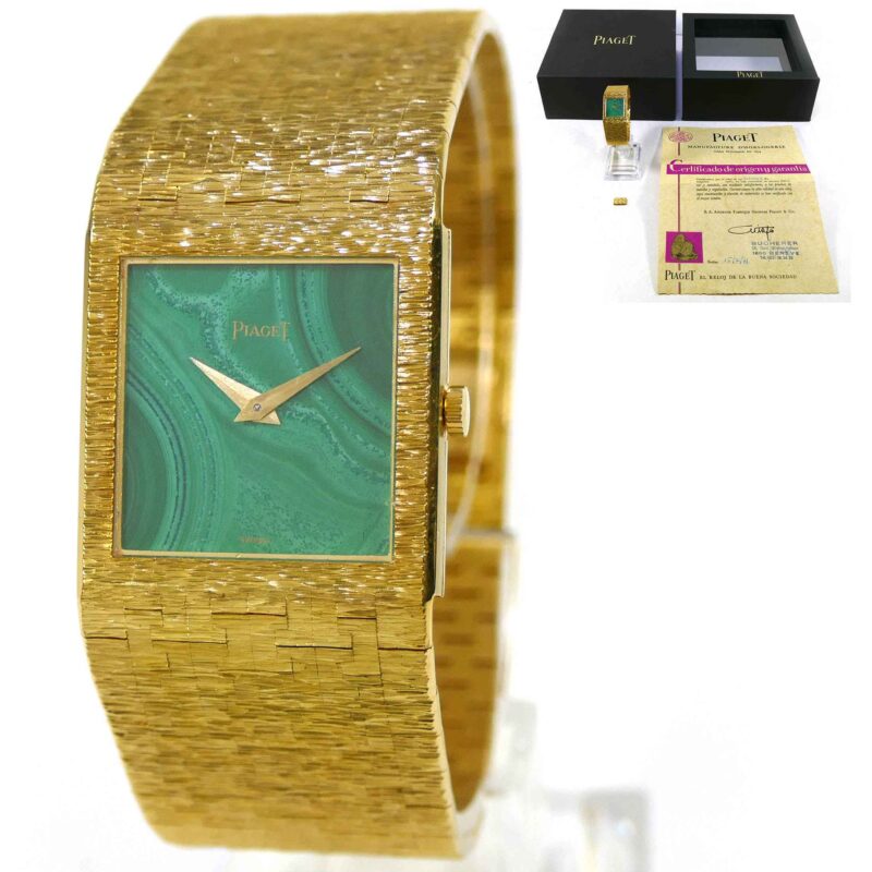Piaget Malachite Dial 9133A6 18k Yellow Gold 23mm Box Papers