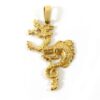 Gold dragon pendant charm, a 14k yellow gold necklace detail.