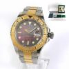 Rolex Yacht-Master 40mm 16623 watch with 18k gold and steel, black MOP dial, box, and papers.