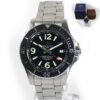 Breitling SuperOcean Automatic 42mm watch with black dial, stainless steel bracelet, box and case.