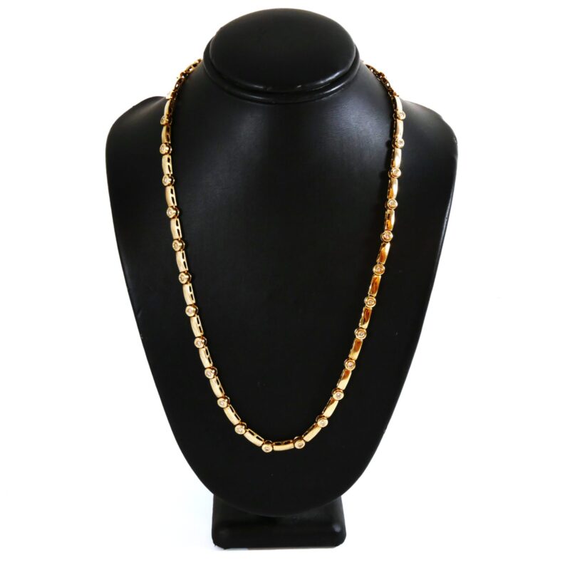 Women's Diamond Bezel Set 14k Yellow Gold Necklace