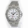 Rolex Explorer II Polar White 16570 stainless steel watch, 40mm case with date display and 24-hour bezel.