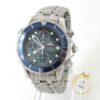 Omega Seamaster Bond Chronograph 2225.80.00 with blue wave dial and stainless steel bracelet.