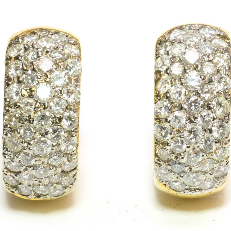 Pave Diamond Huggie Earrings in 14k Yellow Gold (3 ct TDW, VS1/VS2 Clarity, H/I