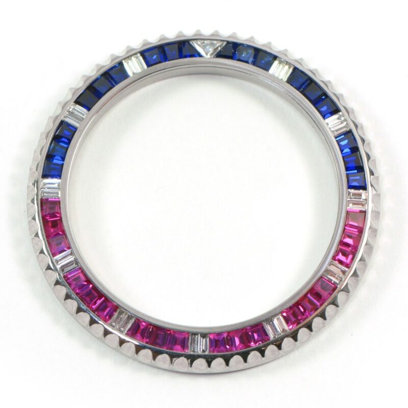 Pepsi Bezel For Rolex GMT-Master II White Gold Sapphire Rubies & Diamonds