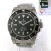 Rolex Submariner 114060 with ceramic bezel, black dial, and steel case, displayed with box and papers.