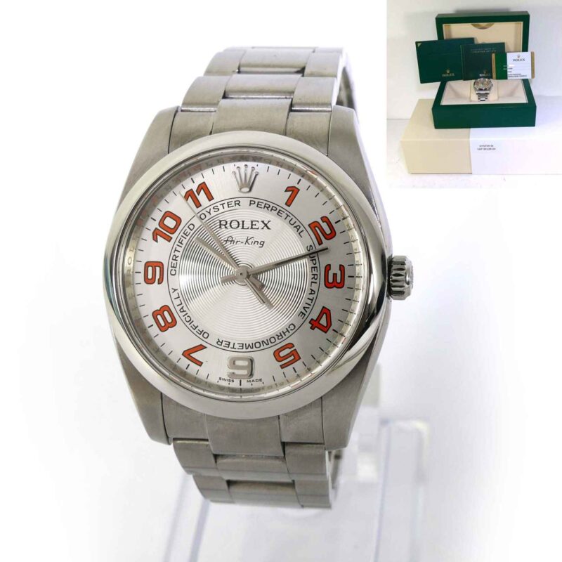 2019 Rolex Oyster Perpetual Air-King Orange Centric Dial 114200 34mm Box Papers