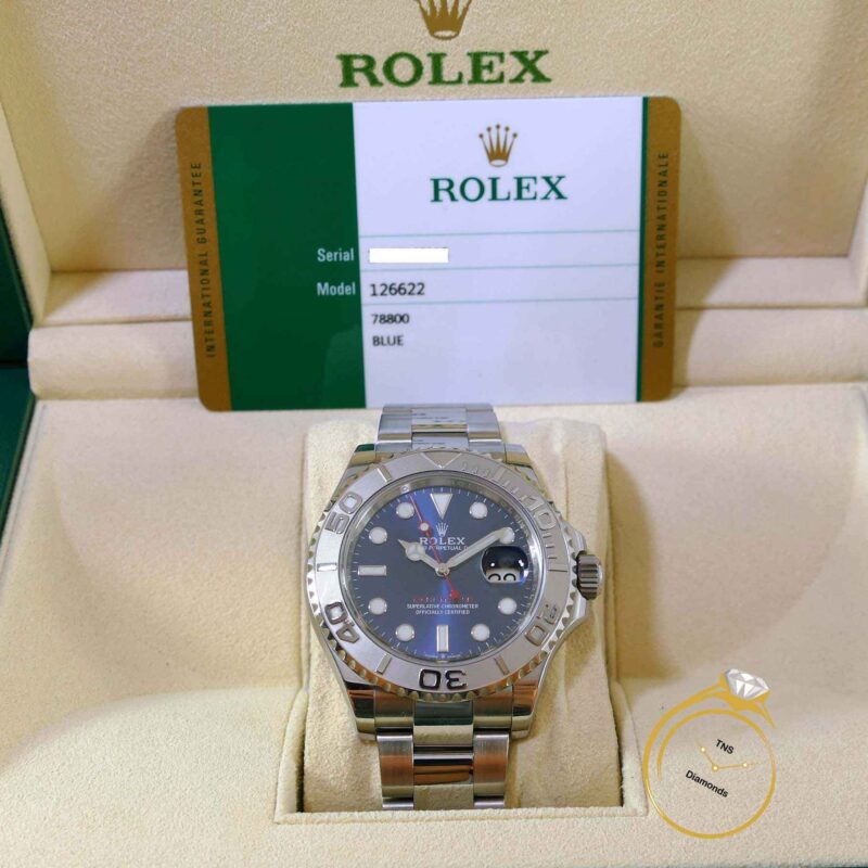 2020 MINT Rolex Yachtmaster Blue Dial Platinum Bezel 126622 40mm Box Papers