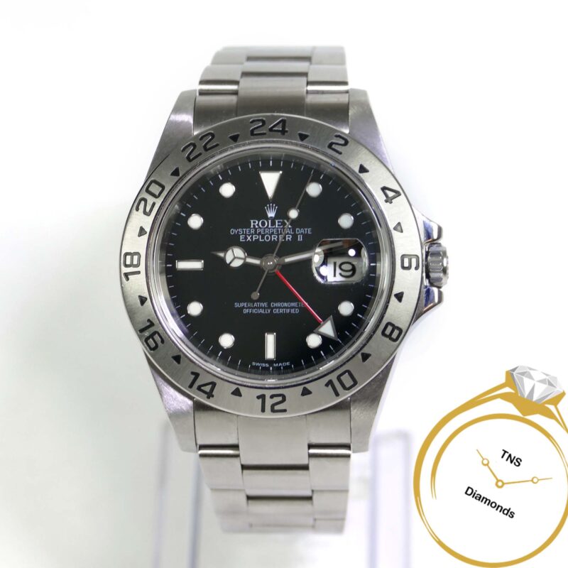 Rolex Explorer II 16570 Black Dial Z Serial No Holes SEL Box Papers Unpolished