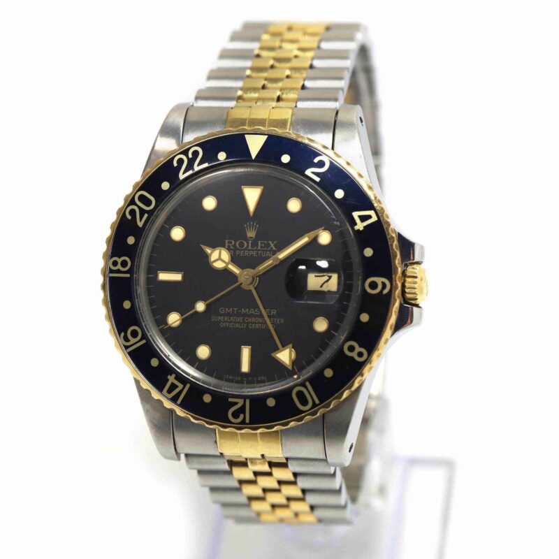 1986 Rolex GMT-Master 16753 40MM Black Patina Dial 18K YG