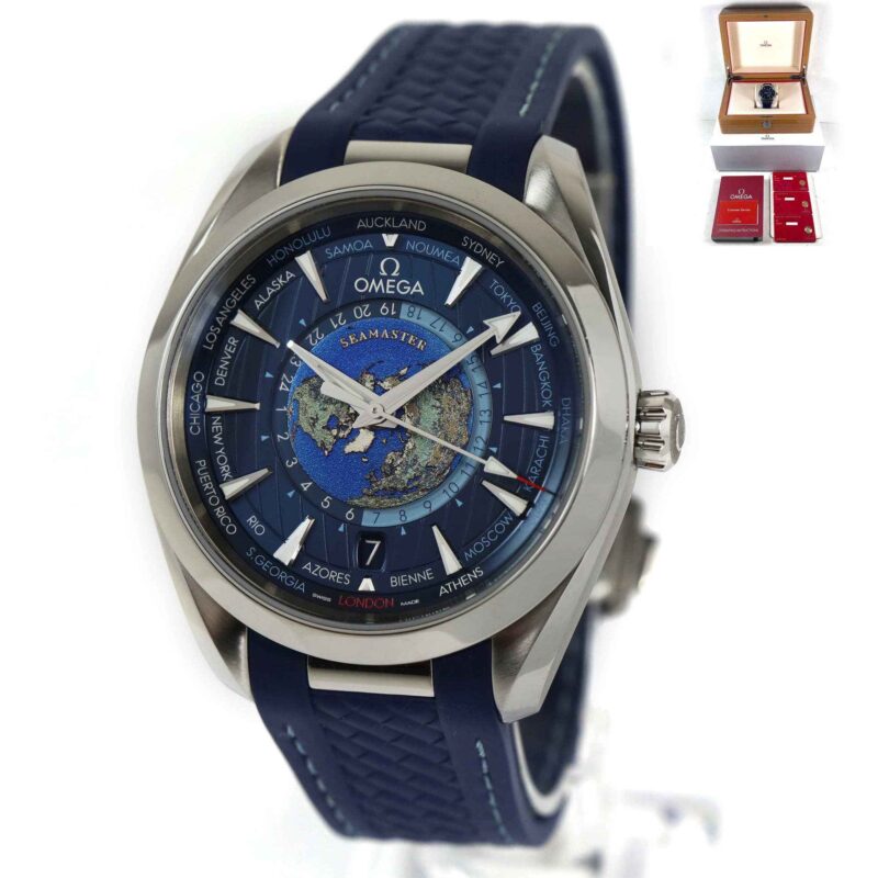 Omega Seamaster Aqua Terra Worldtimer GMT 43MM 220.12.43.22.03.001 Box Papers