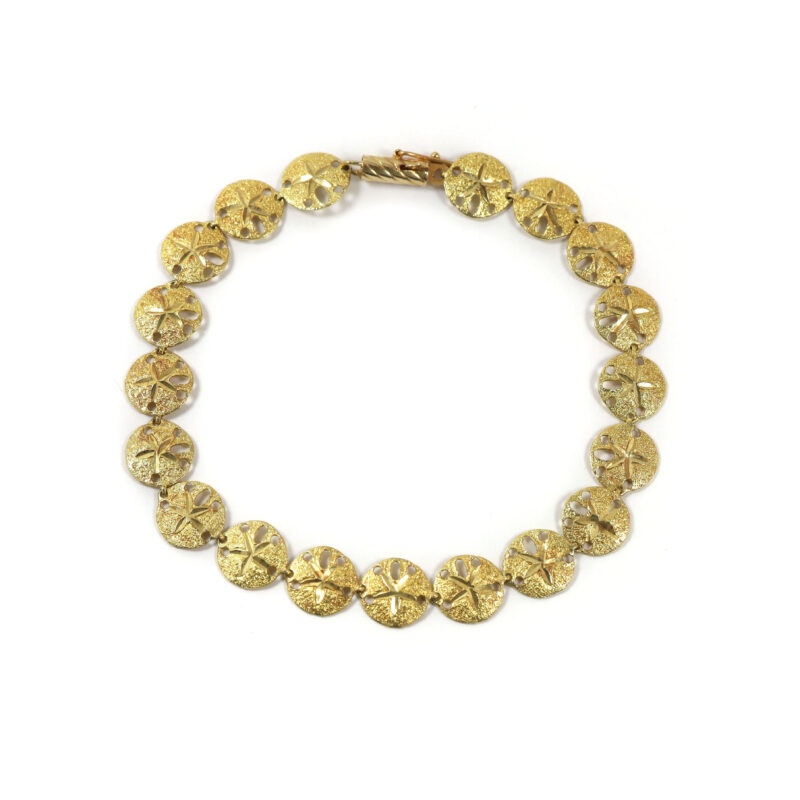 Sand Dollar 14K Yellow Gold Dainty Nautical Bracelet 7”