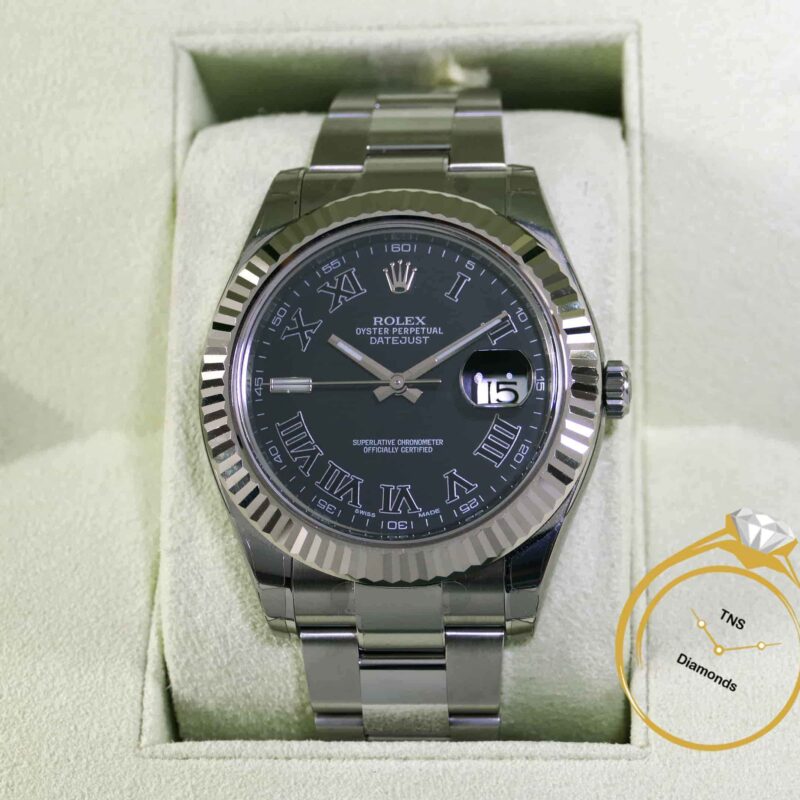 Full Stickers Unworn Rolex Datejust II 116334 41mm Black Roman Box Papers