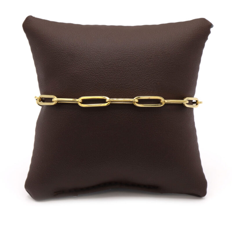 Paperclip Link Chain Women’s Bracelet Hollow 14K Yellow Gold 7.5”