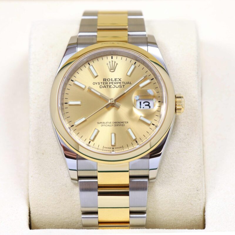 New 2025 Rolex Datejust 126203 36MM Champagne 18K Yg Two-Tone Box Papers