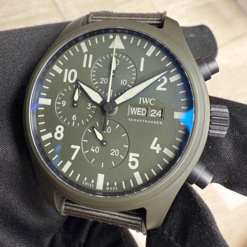 2022 IWC Pilot Top Gun Edition “woodland” IW389106 44MM Green Ceramic Box Papers