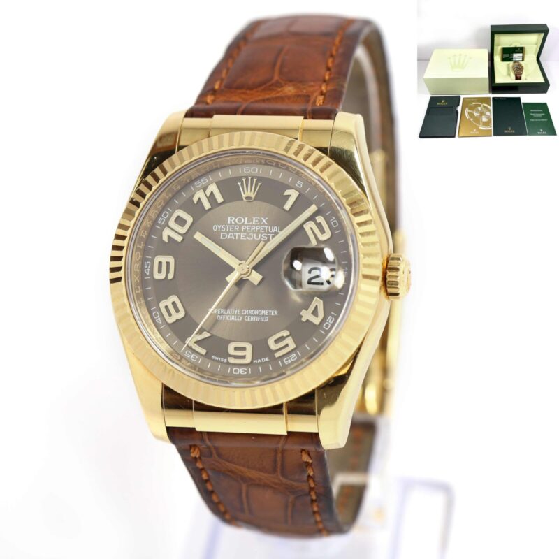 2009 Rolex Datejust 36 116138 36MM Bronze Arabic Dial Box Papers