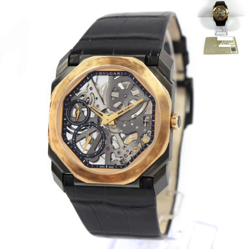 2017 Bulgari Octo Finissimo Extra Thin Skeleton 102469 40MM Rose Gold Papers